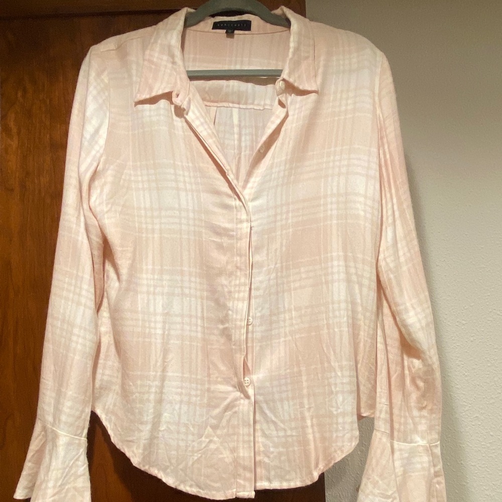 Pink plaid blouse